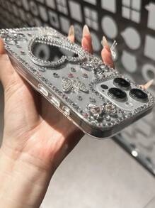 Sheer Luxe Sparkle Edge 镜面手机壳 Y2K 粉色爱心闪光钻石蝴蝶银色蝴蝶结透明手机后盖，兼容三星 Galaxy S23 S24 25 Ultra A06 A13 A14 A52 A53 A55 A17 A34 和 15 12 13 14 16 Plus 17 Pro Max