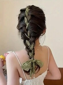 1PC Daisy Hollow Lace Ribbon Hairband Pendant Headscarf & Neck Scarf For Daily Wear Bandana,Hair Band,Head Band Ideal For Dressing Up Your Look - A - View 9