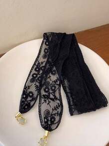 1PC Daisy Hollow Lace Ribbon Hairband Pendant Headscarf & Neck Scarf For Daily Wear Bandana,Hair Band,Head Band Ideal For Dressing Up Your Look - A - View 6