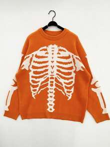 High-Quality Halloween-Style Skeleton Rib Knitted Sweater Crewneck Fashion - Multicolor - View 1