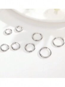 10 件简约光滑环形耳环，小巧精致环形耳环，适合女士时尚耳环 - 金色 - 查看 4