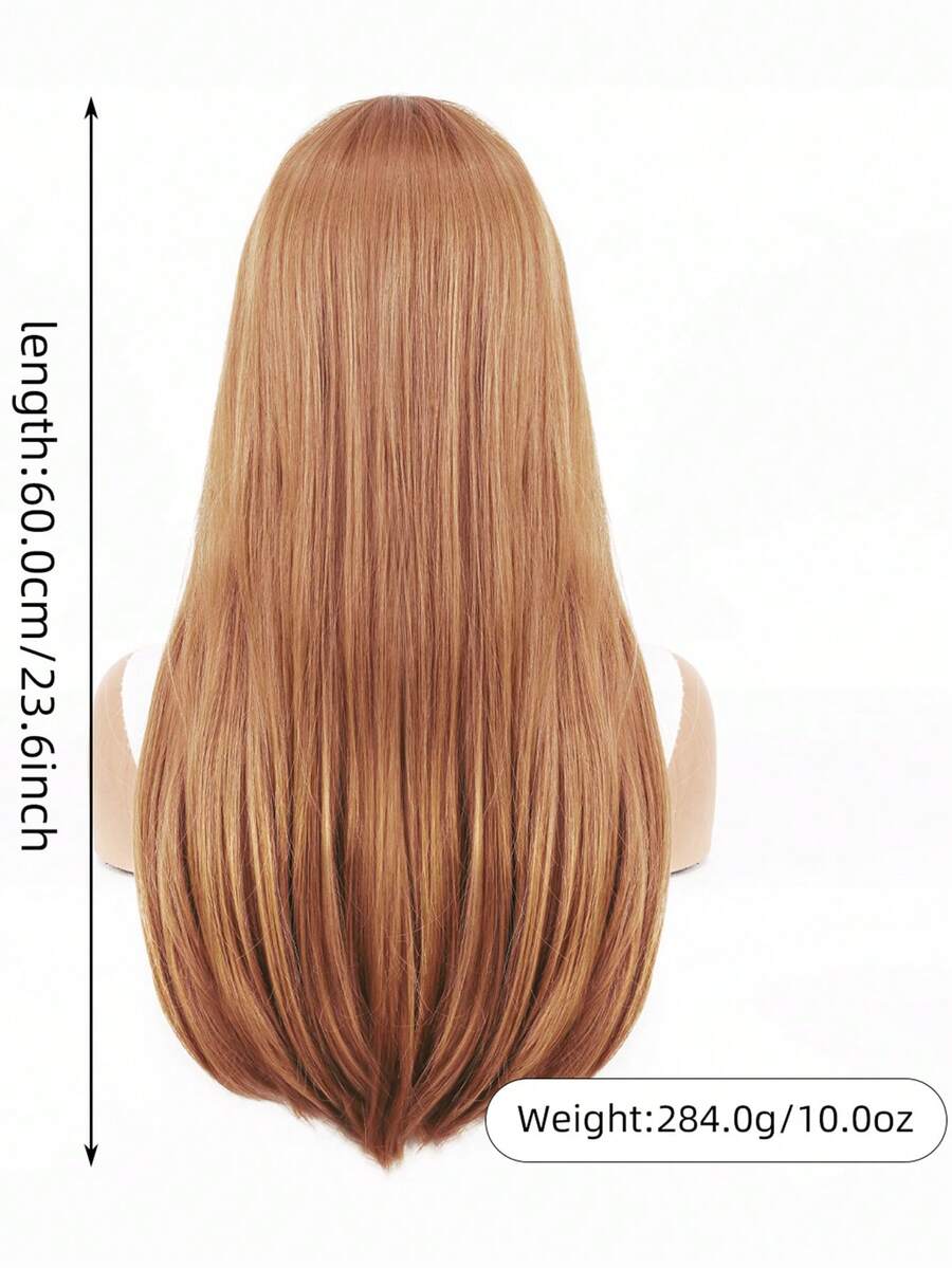 1pc Fake Headgear Women Long Hair Air Bangs Full Headgear Long Straight