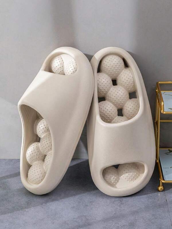 Women Grey Massage Slippers, Drainage Slippers, Bathroom Shower Slippers, Couple Slippers, Soft Footbed, Textured Surface, Soft EVA Material