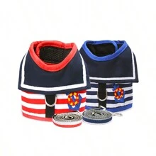 Striped Pattern Dog Harness And Leash Set, Soft Dog Harness Vest And Strong Lead Lead For Daily Outings For Puppy, Cat Small Dogs, Chihuahua - Multicolor - View 3