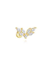 1Pc Asymmetrische Zirkonia Hanger 925 Sterling Zilveren Mini Oorbel Voor Vrouwen Zoete Stijl Geperforeerde Ketting Met Stud Oorbel Geschikt Voor Bruiloft Bruidssieraden