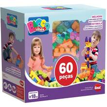 Blocos De Montar Infantil 60pçs Grande Encaixe Brinquedo Educativo - Dismat
