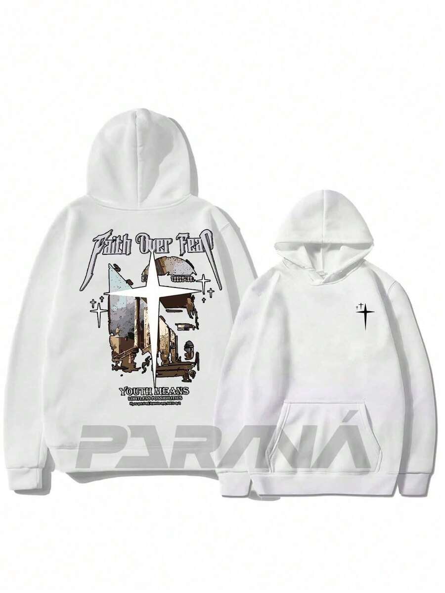 Faith Over Fear Sweatshirt 100% Cotton Unisex Cold Weather Top - Fast Shipping - 白色 - 查看 1