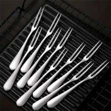 不锈钢水果和甜点叉套装 - 可重复使用，现代蛋糕和沙拉叉，适用于厨房和餐厅