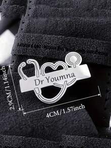 1 broșă personalizată pentru bărbați, gravată cu numele dvs., broșă cu logo personalizat, broșă cu stetoscop profesional personalizat din oțel inoxidabil pentru doctor și asistentă medicală, cadou de Ziua Tatălui, broșă personalizată, confort ușor, tonuri de pădure - Argint - Vizualizare 3