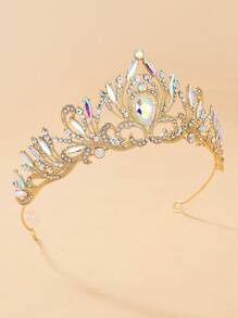 Baroque Style Hollow Out Crown Headpiece For Bride, Princess, Stage Performance, Made Of Alloy Royal Tiaras - Gold - View 2