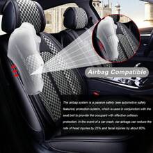 Luxury PU Leather Car Seat Cover 5-Seats Front Rear Full Set Universal Protector Waterproof - Xám - Xem 6