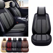 Luxury PU Leather Car Seat Cover 5-Seats Front Rear Full Set Universal Protector Waterproof - Xám - Xem 10