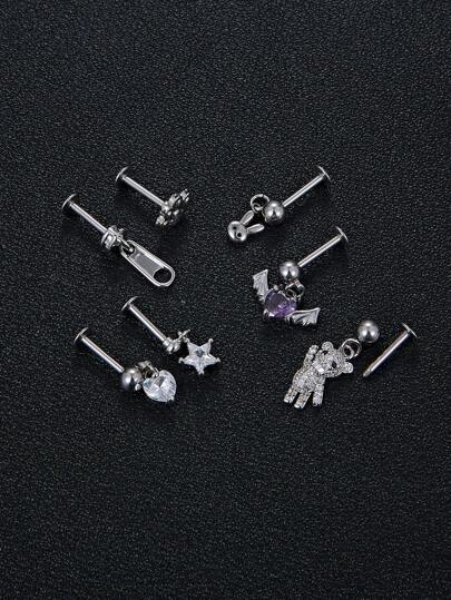 1pc Fashionable Titanium Steel Stud Earrings Suitable For Women Daily Wear
