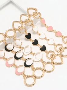 1/2 Pieces Moon And Heart Bag Extension Chain, Bag Extension Chain Wallet Strap Extender Handbag Wallet Replacement Chain Suitable For DIY Handbag Wallet Making Gifts For Women - Pink - View 4