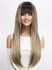 1pc Mô phỏng Gradient Girl Group Bangs Head Cover Tóc giả dài thẳng không khí tự nhiên mềm mại thời trang Ins đẹp trai thích hợp cho đi làm hàng ngày du lịch chụp ảnh Giáng sinh Halloween Cosplay - Ombre - Xem 3