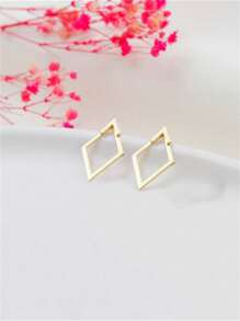 1 para damskich srebrnych kolczyków z geometrycznym rombem, styl europejski i amerykański - kolczyki w romby - Zobacz 11