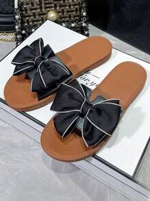 ISPORTE Sandalias con adornos de diamantes de imitación para mujer, sandalias, sandalias planas versátiles con lentejuelas para exteriores a la moda - XZ064-Negro - Ver 4