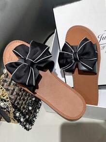 ISPORTE Sandalias con adornos de diamantes de imitación para mujer, sandalias, sandalias planas versátiles con lentejuelas para exteriores a la moda - XZ064-Negro - Ver 3