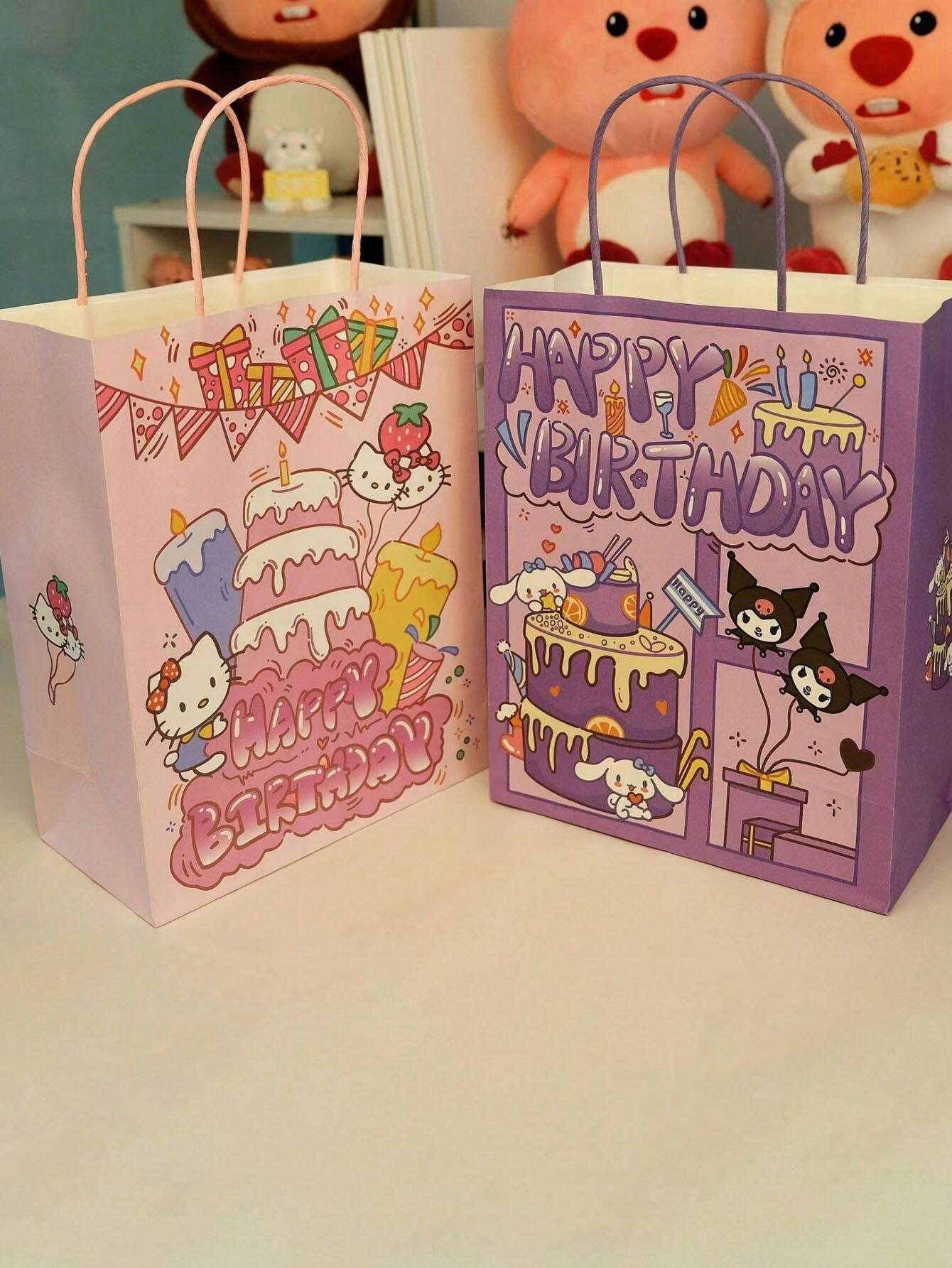 Sanrio 1pc Birthday Gift Bags Of 4 Cartoon HelloKittys