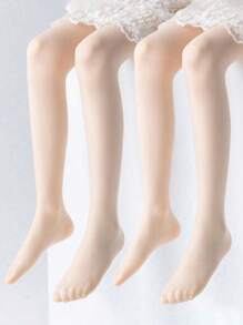 2入組女童透氣米色網眼褲襪，適合日常穿著 - 米色 - 查看 3