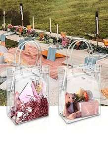 10 件带手柄的透明塑料礼品袋、节日派对手提袋、万圣节、圣诞节、礼品袋、可重复使用的透明手提袋、适用于万圣节圣诞节零售精品婚礼生日派对礼品、购物袋、派对袋、派对礼品袋、工艺手提袋、派对礼品、适用于珠宝、香水、烘焙、礼物、圣诞节 - 無色 - 查看 7