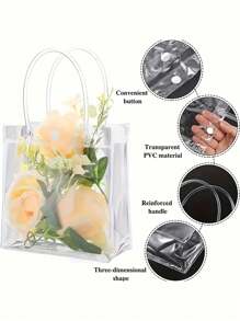 10 件带手柄的透明塑料礼品袋、节日派对手提袋、万圣节、圣诞节、礼品袋、可重复使用的透明手提袋、适用于万圣节圣诞节零售精品婚礼生日派对礼品、购物袋、派对袋、派对礼品袋、工艺手提袋、派对礼品、适用于珠宝、香水、烘焙、礼物、圣诞节 - 無色 - 查看 10