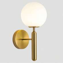 Modern Gold/Black Wall Lamp - Wall Lamp With Milky White Spherical PC Lampshade, Single Light Bathroom Vanity Mirror Light, Suitable For Bedroom, Staircase, Living Room, G9 Lamp Holder (Bulb Not Included)