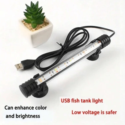 1 PC Fish Tank Diving Light Light Low Voltage USB Waterproof Light Double Row Aquarium Brightening Light