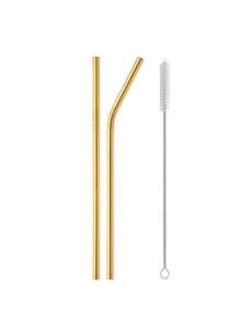 2/4/8/16 支不锈钢吸管，配 1/2 支清洁刷和储物袋，适用于 20 盎司/30 盎司玻璃杯、厨房、圣诞礼物、学校用品 - 金色 - 查看 7