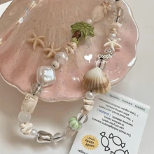 1pc Island Coconut Tree Shell Summer Mobile Phone Chain CCD Camera Phone Case Lanyard