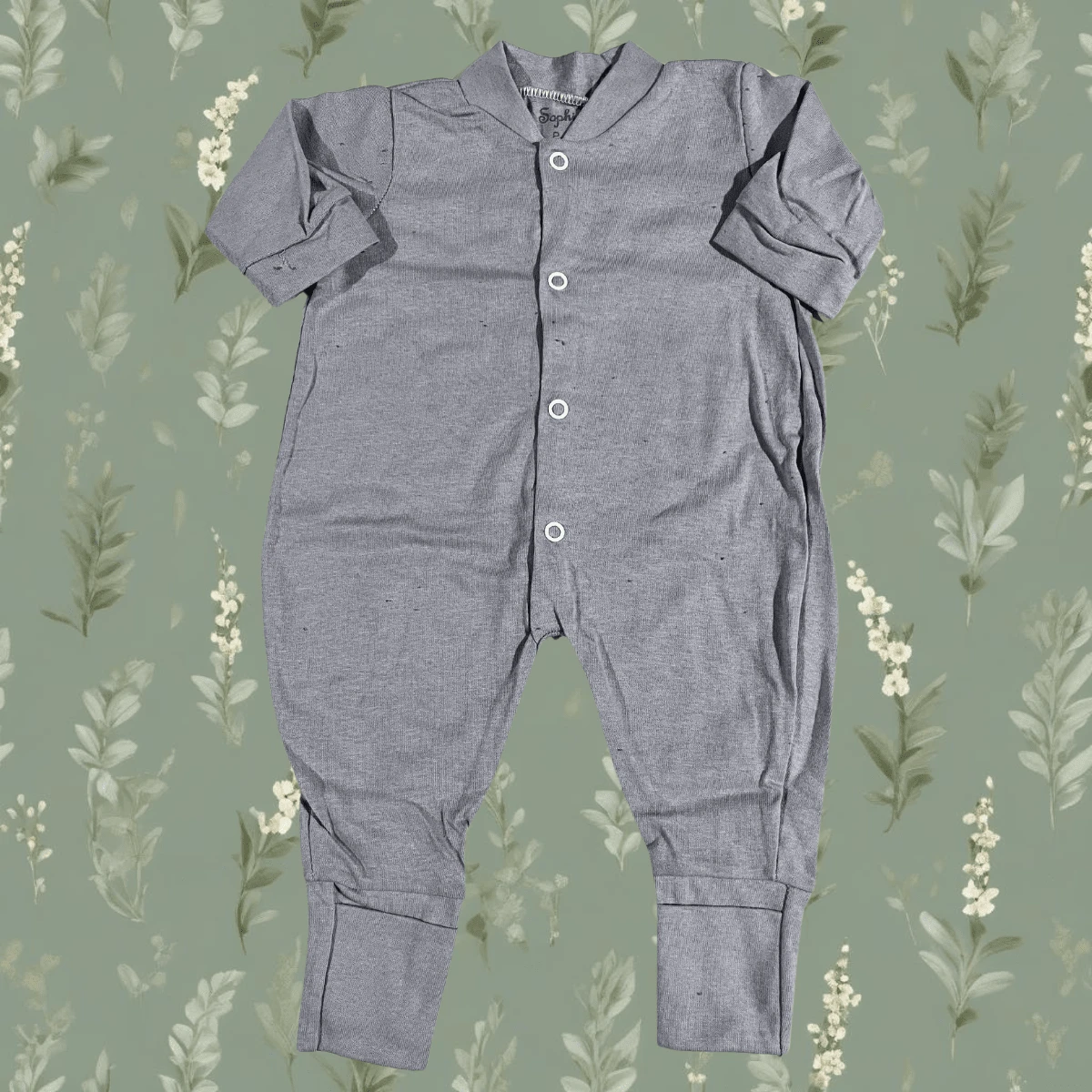 100% Cotton Baby Romper Turns Into Baby Layette Foot - 灰色 - 查看 1