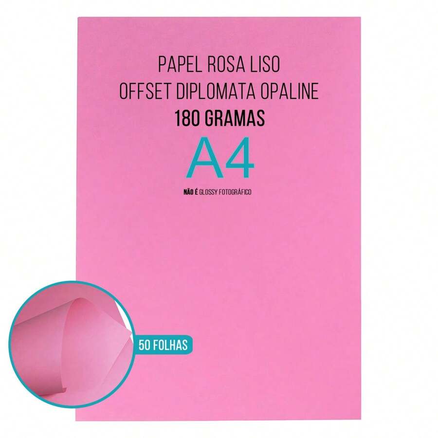 Diplomat Opaline Offset Paper Smooth A4 180g Legal Type Colored Mass 60kg Pack Of 50 Sheets - Hồng - Xem 1