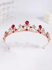 1pc Girls' Luxury Sweet Rhinestone 3D Princess Crown Headband - Multicolor - View 2
