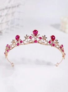 1pc Girls' Luxury Sweet Rhinestone 3D Princess Crown Headband - Multicolor - View 7