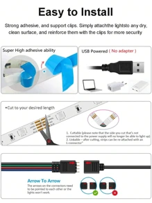 1pc 1m/5m/10m//15m/20m RGB 5050 LED Strip Light, Dimmable Color Changing Rope Lights With Switch Control For Home Decoration, Party, Kitchen, TV Backlighting