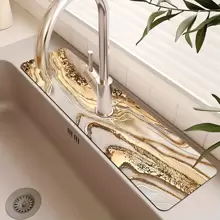 1件，大理石纹理硅藻泥水龙头吸水垫，可切割，浴室水龙头防溅垫，防潮防滑水龙头垫，厨房台面配件。