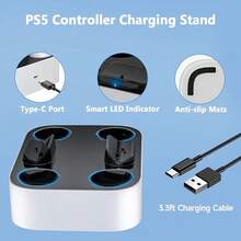 Fast Charging Dock Station For Playstation PS5 Controller With Safety Chip Protection And LED Indicator Lights - Efficient Charging: Quickly And Efficiently Charge PS5 Controllers - White - View 11