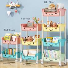 1pc Small Cart With Pulley Storage Rack, Toy Storage Cart Suitable For Household Kitchen Shelves, Rolling Snack Storage Rack - Multicolor - View 8