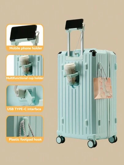 Compartimento de equipaje universal con ruedas silenciosas de 25 pulgadas/29 pulgadas/31 pulgadas, compartimento de equipaje con portavasos y cerradura con contraseña, compartimento de equipaje de gran capacidad para bolsa de viaje, accesorios escolares y artículos escolares