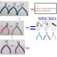 Bộ Kìm trang sức tự làm 1-3 chiếc, bao gồm Kìm mũi dài, Kìm mũi tròn, Kìm mũi cong, Máy cắt dây, Dây đính cườm làm đồ trang sức, Bộ 3 chiếc Kìm màu xanh và Bộ 3 chiếc Kìm màu hồng, Kìm hàm nylon, 6 Kìm vòng dây dạng bậc, Kìm mũi lõm và tròn, Kìm mũi xích uốn cong, Kìm cắt bên, Thích hợp để làm và sửa chữa đồ trang sức, Bộ công cụ dành cho người mới bắt đầu tự làm cho người lớn và trẻ em (Kìm có dầu chống rỉ trên bề mặt, và Màu sắc của tay cầm kìm có thể thay đổi theo từng đợt hàng khác nhau). - Hồng - Xem 15