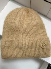 Neue Strickmütze für Damen für Herbst/Winter, thermisch gefüttert, dick, warm, vielseitig, mit Buchstaben, bohemian, lässig, elegant, vintage, Straßenmode, Material aus Polyester, Halloween