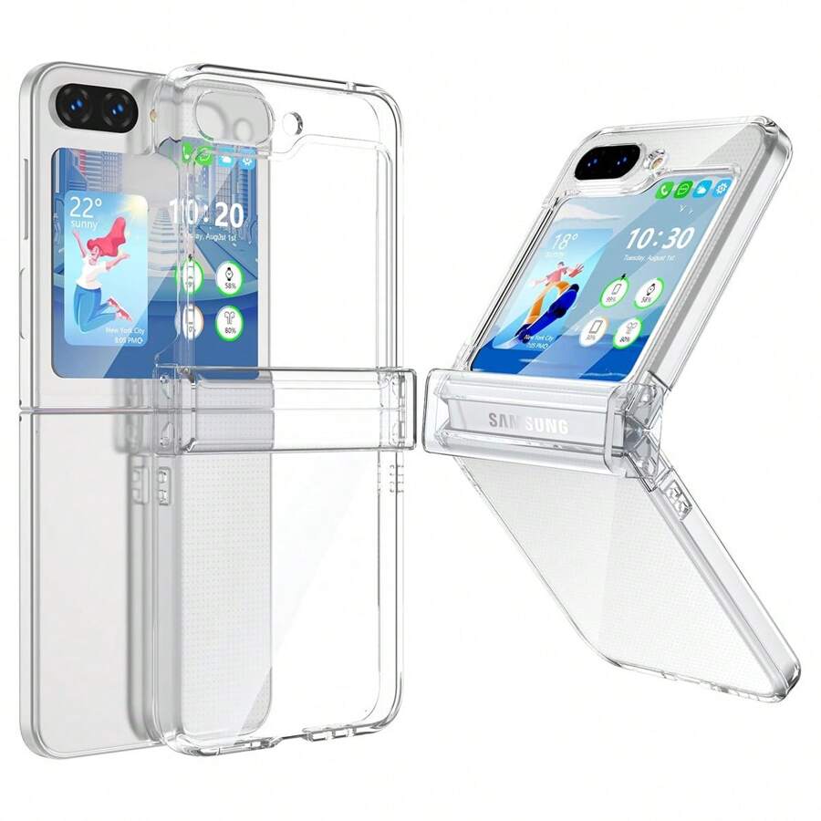 keshengtai 1個糖果色鉸鏈全包覆手機殼,相容於 Galaxy Z Flip8 7 7FE 6 5 4 3 5G - 無色 - 查看 1