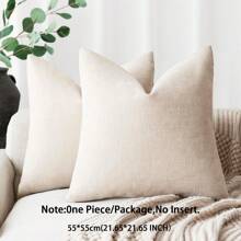 Luxurious Soft Bohemian Style Snowy White Linen Pillow Case Without Filling, 1pc. This Exquisitely Soft Textured Cushion Cover Is Suitable For Sofas, Beds, Cars, Chairs, Window Seats, Loveseats, Living Rooms, Bedrooms, Floors, Benches, Offices, Coffee Shops, Etc. It Can Also Be Used As A Gift. - Light Beige - View 24