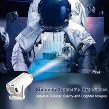 AMX100 迷你投影仪，基本款 200ANSI 流明便携式投影仪，带自动梯形校正、40 英寸 - 130 英寸屏幕、180° 翻转、圆形设计影院投影仪 - 查看 5