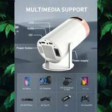 AMX100 迷你投影仪，基本款 200ANSI 流明便携式投影仪，带自动梯形校正、40 英寸 - 130 英寸屏幕、180° 翻转、圆形设计影院投影仪 - 查看 8