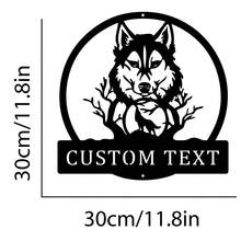 1pc Wolf Monogram trang trí tường kim loại cá nhân Wolf Metal Wall Art Wolf Metal Sign Wolf Lover Wolf Gift Wolf - màu đen - Xem 4