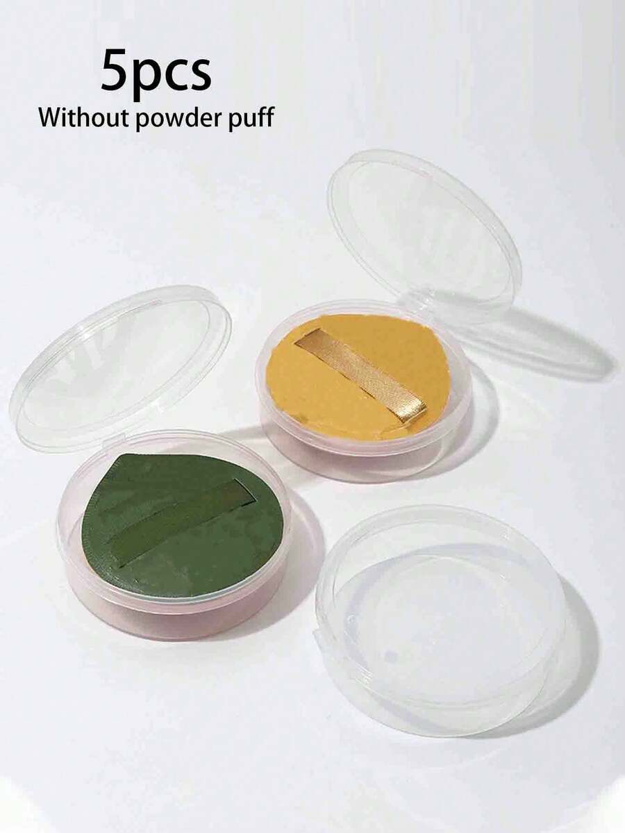5 个大号圆形透明粉扑盒 - 防尘气垫收纳盒，便携式设计 - 化妆工具空化妆品收纳盒，化妆粉扑空收纳盒方形设计防尘小型旅行便携式透明化妆盒带盖 - 彩色 - 查看 1