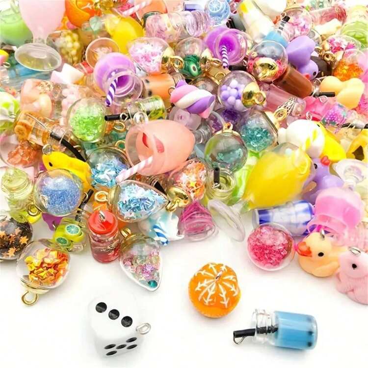 5/30/50/80/100 szt. wielokolorowych błyszczących szklanych koralików do robótek ręcznych - przezroczysty zestaw do tworzenia biżuterii - stwórz wyjątkowe naszyjniki, bransoletki i kolczyki, idealne dla entuzjastów majsterkowania - Wielokolorowe - Zobacz 3