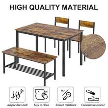 Large Industrial Dining Set - 130cm Table With 2 Chairs And Bench, Space-Saving Design For Small Spaces - Industrial Brown - View 10