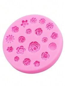 1 pieza Molde de silicona con forma de flor pequeña para hacer accesorios de joyería de resina, en color rosa, incluye formas de girasol, rosa y margarita. Apto para manualidades de resina epoxi, accesorios para el cabello y decoración de calzado para San Valentín.